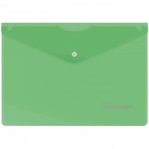 Папка-конверт на кнопке A5, 180мкм, зеленая