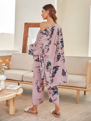3шт Пижама халата с цветочным принтом