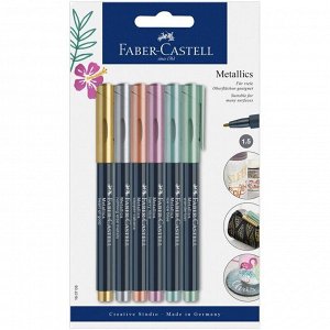Набор маркеров для декорирования Faber-Castell "Metallics", 6 цв, металлик, пулевидный, 1,5мм, блист