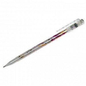 Ручка гелевая Crown "Glitter Metal Jell" серебро с блестками, 1,0мм