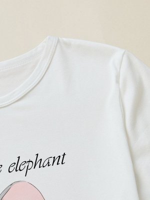 Пижама с футболкой с узором слона & шортами с бантом & брюками