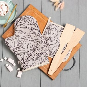Набор подарочный «Доляна» Beauty for you: варежка 20x28 см, прихватка 17x17 см, 2 лопатки