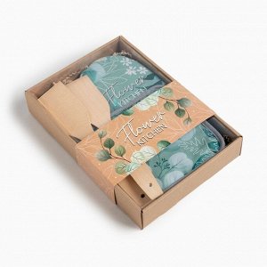 Набор подарочный «Доляна» Flower kitchen: варежка 20x28 см, прихватка 17x17 см, 2 лопатки