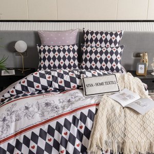 Viva home textile Комплект постельного белья Делюкс Сатин на резинке LR423