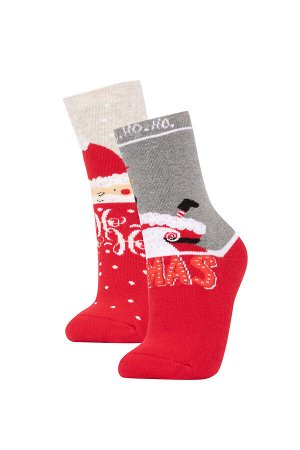 Набор из 2 хлопковых махровых носков с рождественской тематикой для женщин