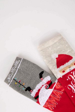 Набор из 2 хлопковых махровых носков с рождественской тематикой для женщин