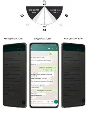 Защитное стекло HD PRIVACY анти-шпион 9H для Samsung и Xiaomi Redmi