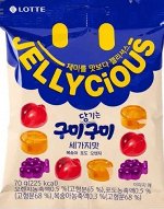 Мармелад жевательный &quot;JELLYCIOUS GUMMY GUMMY&quot; три вкуса (персик, виноград, апельсин) 70г, 1/12/48