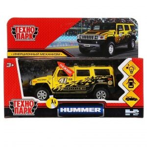 Технопарк. "Hummer H2 Cпорт" свет-звук 12 см, инерц., желтый в кор. арт.HUM2-12SLSRT-YE