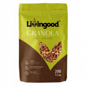 Гранола (мюсли запеченые) LIVINGOOD Груша-шоколад 200г зип-пакет