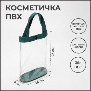 Косметичка на кнопке, цвет зелёный