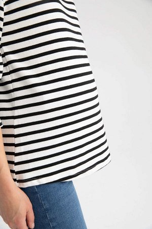 Толстовка для беременных в полоску с круглым вырезом