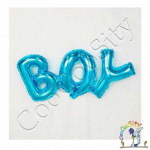шар фигура надпись BOY голубой, 1 шт (85х36 см)