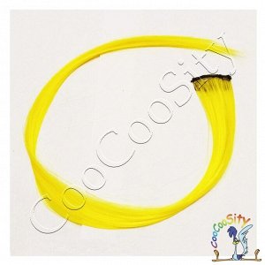 зажим Цветная прядь волос желтый №21, 50 см