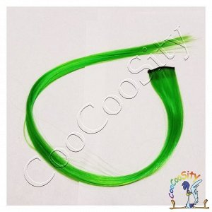 зажим Цветная прядь волос яблочно-зеленый №7, 50 см