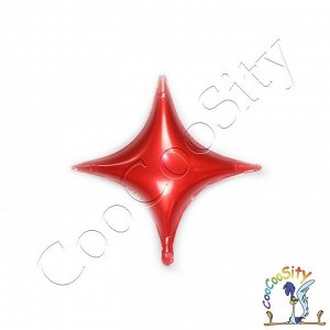 Шар оформительский Звезда четырехконечная, красный, 1 шт. (10''/26 см)
