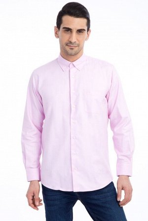 Розовая оксфордская рубашка стандартного кроя с длинным рукавом