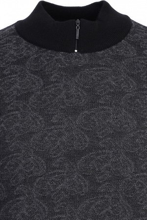 Светло-черный вязаный свитер с узором и воротником бато, стандартный крой