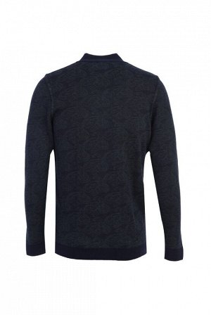 Темно-синий - Классический вязаный свитер с узором и воротником бато