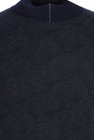 Темно-синий - Классический вязаный свитер с узором и воротником бато
