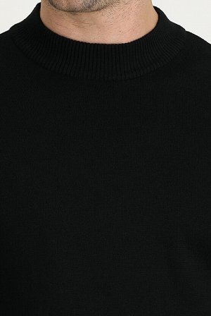 Черный трикотажный свитер классического кроя с воротником бато