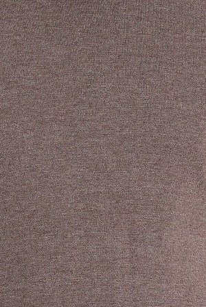 Светло-коричневый меланжевый трикотажный свитер с круглым вырезом, классический крой