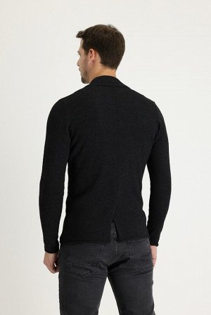 Кардиган Slim Fit из шерсти и трикотажа антрацитового цвета