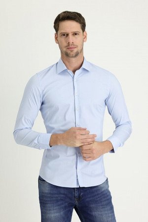 Бледно-голубая рубашка с длинным рукавом Super Slim Fit