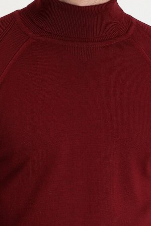 Светло-бордовая красная водолазка Приталенный вязаный свитер с узором