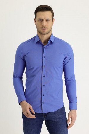 Темно-синяя рубашка с длинным рукавом с рисунком