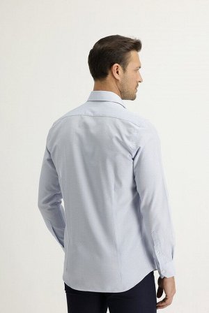 Голубая рубашка узкого кроя с длинным рукавом с рисунком