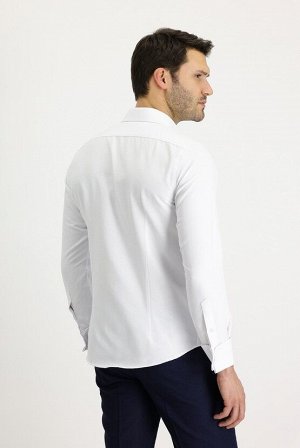 Белая классическая рубашка узкого кроя с многослойными манжетами с длинным рукавом