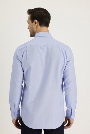 Небесно-голубая оксфордская рубашка с длинным рукавом стандартного кроя