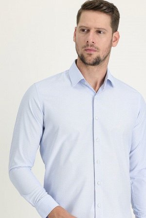 Бледно-голубая оксфордская рубашка с длинным рукавом