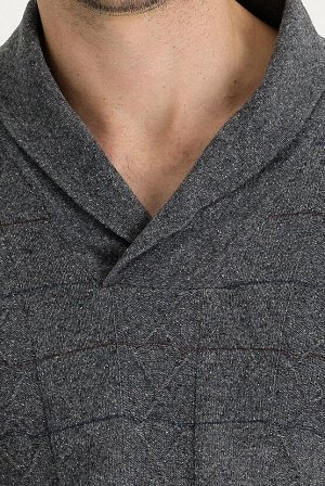 Приталенный шерстяной трикотажный свитер с копченым воротником-шалью среднего размера