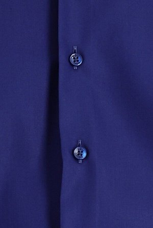 Темно-синяя рубашка узкого кроя с длинными рукавами без железа