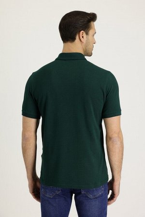 Темно-зеленая футболка с воротником поло стандартного кроя с вышивкой