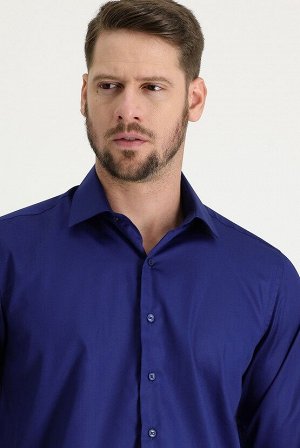 Средняя темно-синяя классическая рубашка с длинным рукавом Non Iron