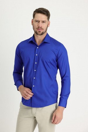 Синяя рубашка с длинным рукавом Sax Non Iron Slim Fit
