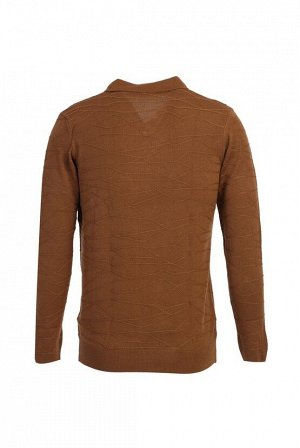 Camel Polo Neck Regular Fit Узорчатый трикотажный свитер