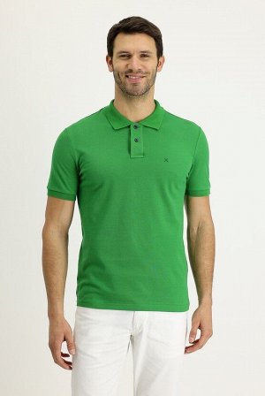 Приталенная футболка с вышивкой Grass Green с воротником поло
