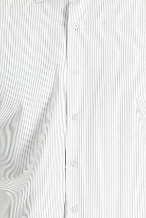 Черная рубашка узкого кроя в полоску с длинным рукавом