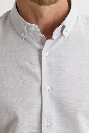 Светло-серая приталенная рубашка с длинным рукавом и рисунком