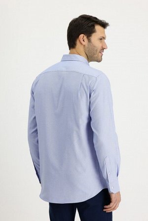 Небесно-голубая спортивная рубашка стандартного кроя с длинным рукавом