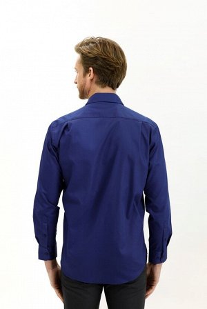 Средняя темно-синяя классическая рубашка с длинным рукавом Non Iron