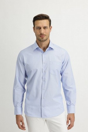 Небесно-голубая классическая рубашка с длинным рукавом и узором