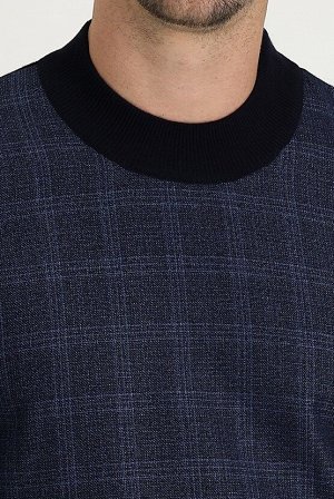 Kiğılı Средне-темно-синий свитер с воротником бато, классический крой, узорчатый трикотажный свитер