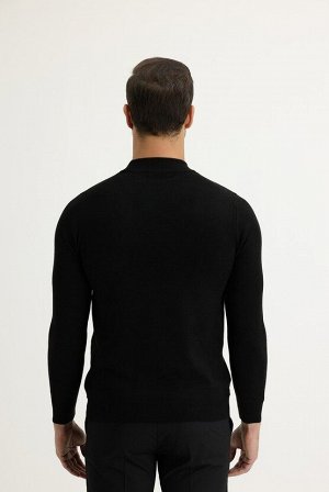 Черный - Классический трикотажный свитер с узором и воротником бато