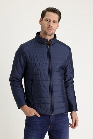 Стеганое спортивное пальто Super Slim Fit среднего размера темно-синего цвета