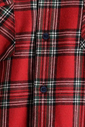 Красная рубашка/пальто в шотландскую клетку классического кроя с флагом